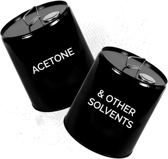 Acetone and other solvents in five-gallon cans